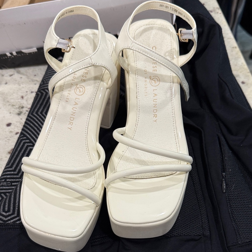 Chinese Laundry Women's White Strappy Heels
